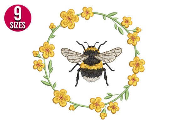 A Designer's Look at the Floral Bee Wreath Embroidery