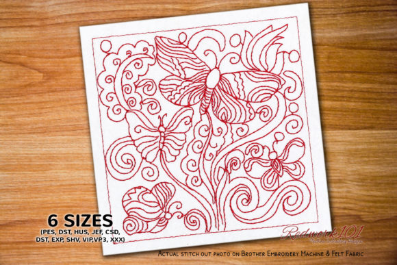 Evaluating the Floral Background with Butterflies Embroidery