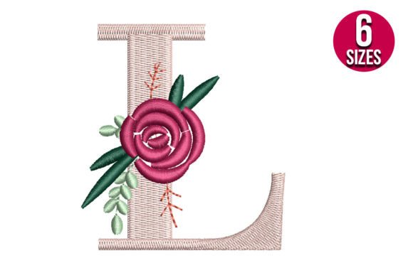 Floral Alphabet L Letter for Seasonal & Holiday Embroidery