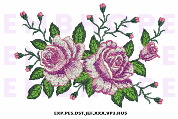 Purple Stitch Flowers: Embroidery Design for Small Shops