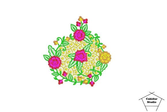 Rose Floral Wreath: Elegant Holiday Embroidery
