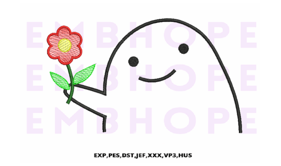 Smiling Face Holding Flower: Boutique Embroidery Review